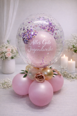 Tischballon zur Jugendweihe in Rosa